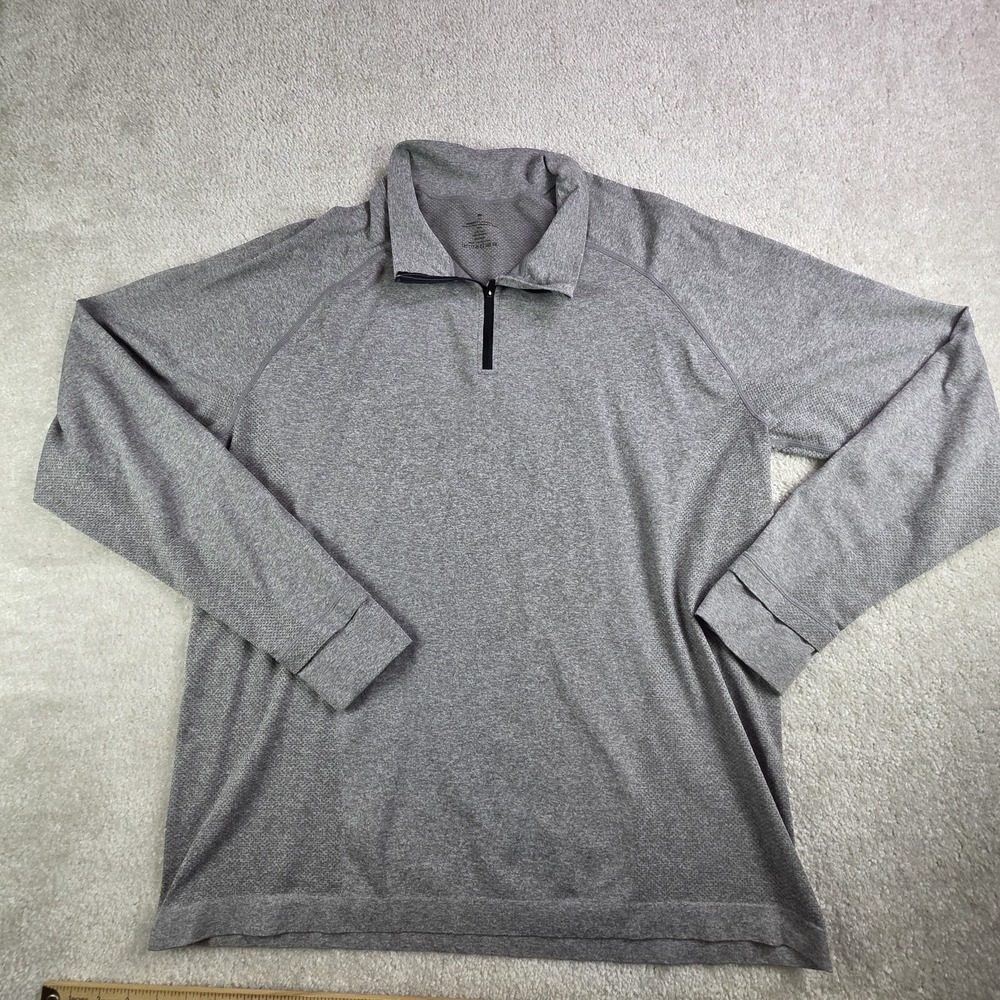 Fabletics The Training Day 1/4 Zip Men's Sz 2XL Gray Long Sleeve‎ Stretch Gym